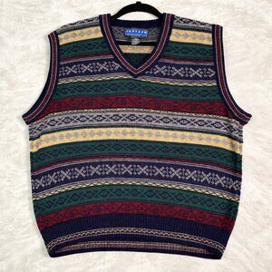 Vintage Mens Sweater Vest Large Jantzen Classics 90s Y2K Grandpa Core Acrylic